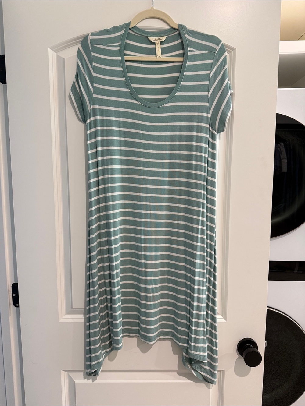 Matilda Jane Seafoam and White Striped High-Low Scoop Neck Dress